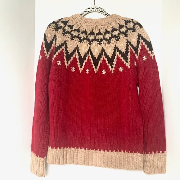 Polo Ralph Lauren Women's Alpaca Wool Fair Isle Pullover Sweater Red & Beige - Picture 2 of 10
